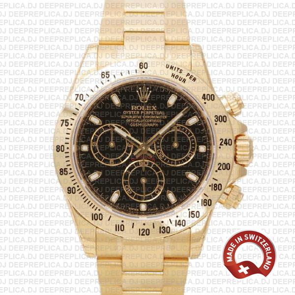 Rolex Daytona Yellow Gold Black Dial | Rolex Replica Watch