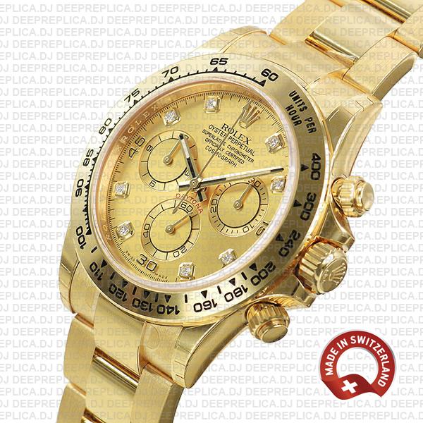 Rolex Cosmograph Daytona 18k Yellow Gold/904l Steel Diamond Gold Dial 40mm Ref:116508 Swiss Replica Watch