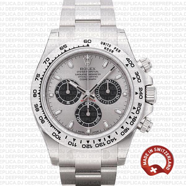 Rolex Daytona 18k White Gold Steel Dial 40mm | Replica Watch