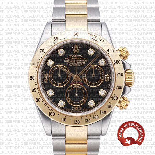 Rolex Daytona Two-Tone Black Diamond Dial | Replica Watch