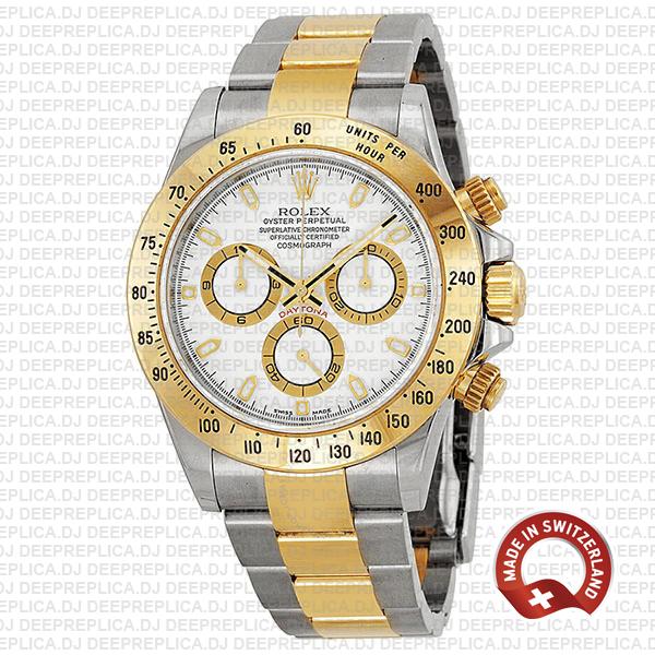 High Quality Rolex Cosmograph Daytona Two-Tone Gold 904L Steel White Dial Replica Watch