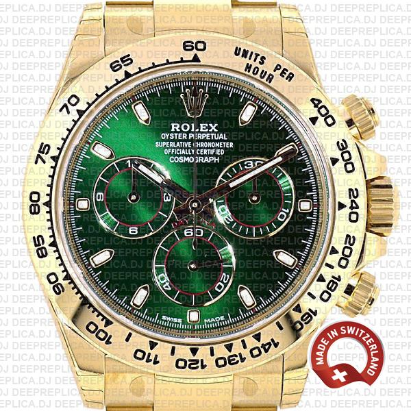 Cinco Bueno En general Rolex Daytona Yellow Gold Green Dial | Rolex Replica Watch