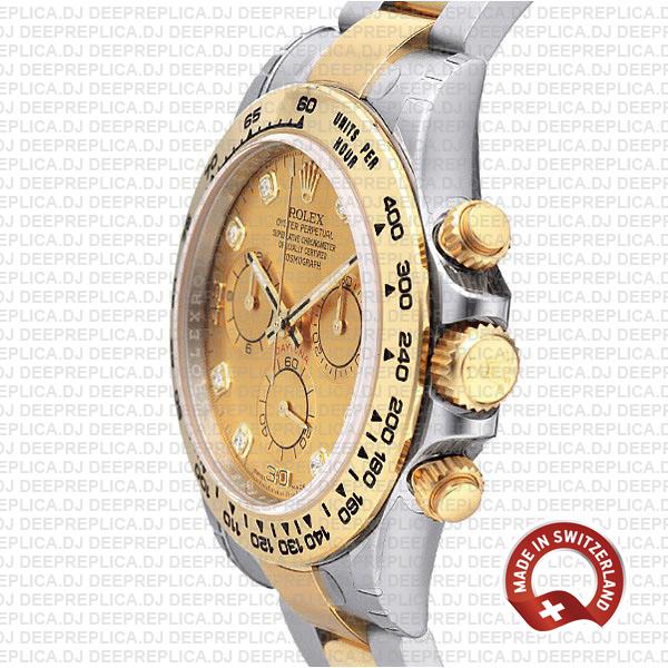 Rolex Cosmograph Daytona 2tone 18k Yellow Gold/904l Steel Diamond Gold Dial 40mm Ref:116503 Swiss Replica Watch