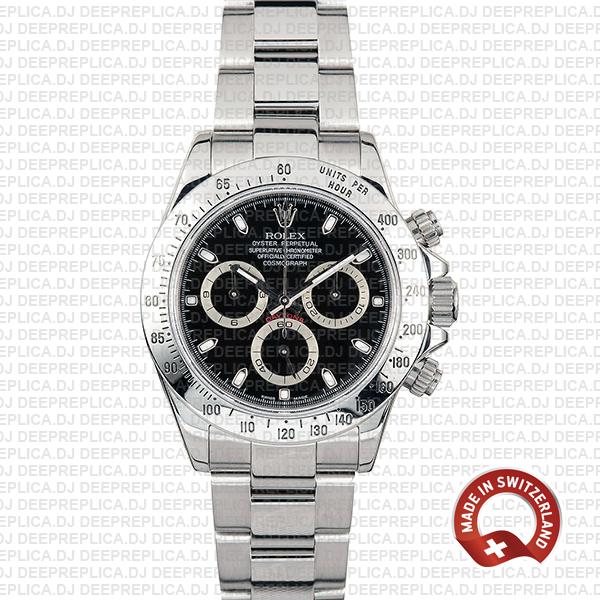 Rolex Daytona 18k White Gold Black Dial Swiss Replica Watch