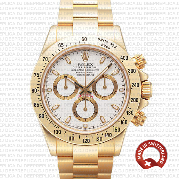 Rolex Daytona 18k Yellow Gold White Dial | Rolex Replica Watch