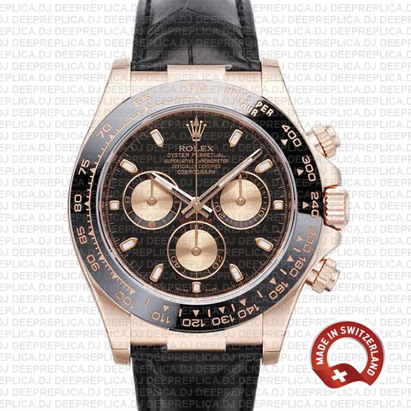 Rolex Daytona Rose Gold Black Dial | Best Swiss Replica Watch
