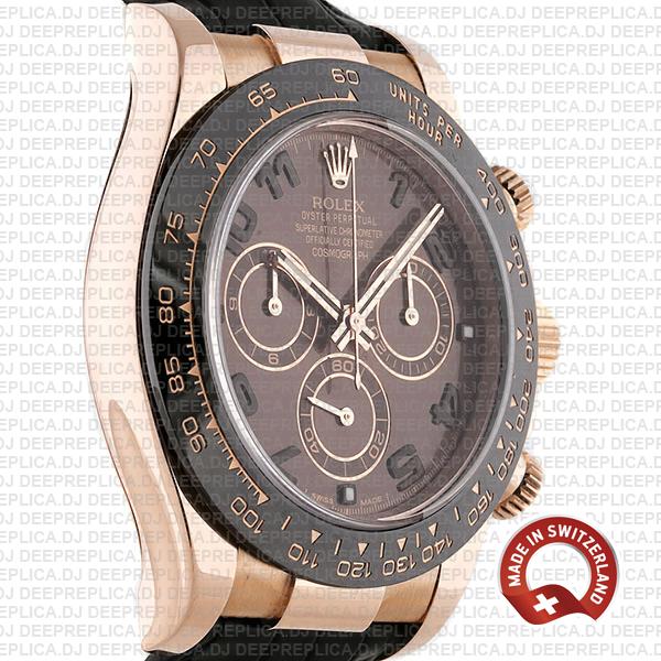 Rolex Daytona Leather Rose Gold Chocolate Arabic Ceramic 40mm 116515