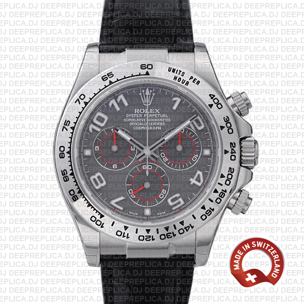 Best Rolex Replica Daytona White Gold Grey Arabic Dial Watch