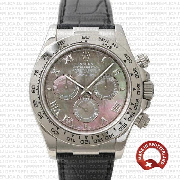 Rolex Daytona Black MOP Roman Dial Swiss Replica Watch