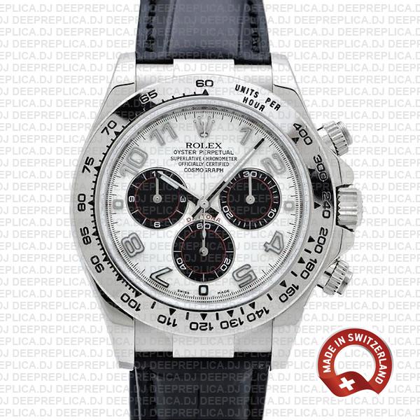 Rolex Daytona White Gold Leather Strap | Swiss Replica Watch