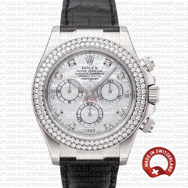 Hectáreas Astronave Inspirar Rolex Daytona White MOP Diamond Bezel Dial Replica Watch