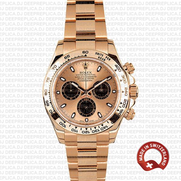 Rolex Oyster Perpetual Daytona 18k Rose Gold Watch, Pink Panda Dial with Black Subdials 40mm
