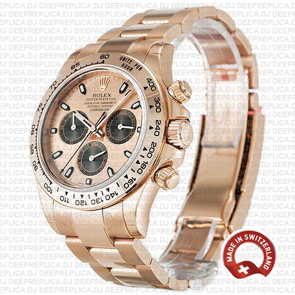Rolex Oyster Perpetual Daytona 18k Rose Gold Watch, Pink Panda Dial with Black Subdials 40mm