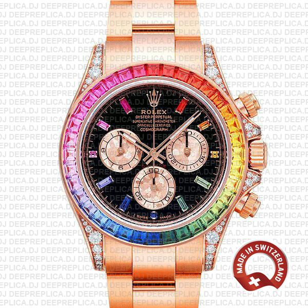 Rolex Daytona Rose Gold Rainbow Bezel | Best Replica Watch