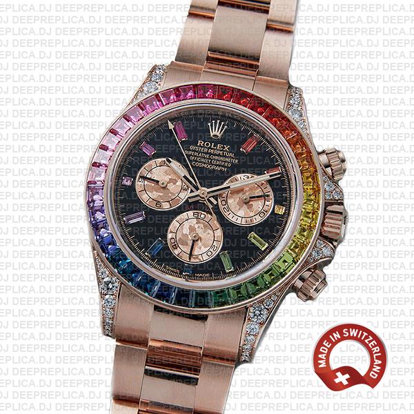 Rolex Daytona Rose Gold Rainbow Bezel | Best Replica Watch