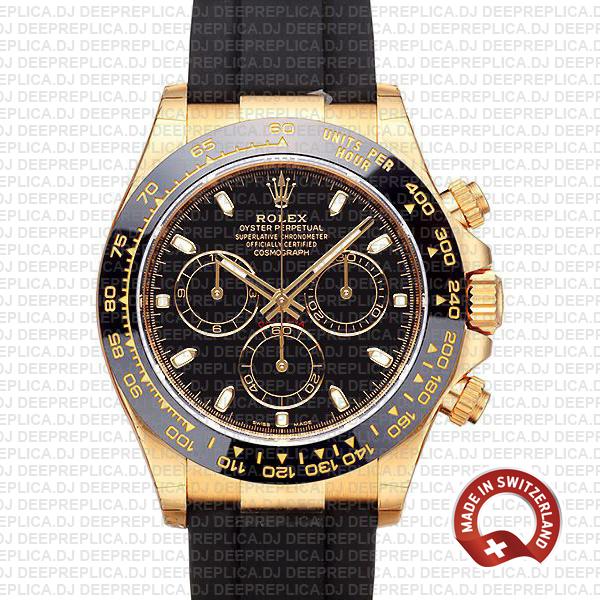 Rolex Daytona 18k Gold Black Dial | Best Swiss Replica Watch