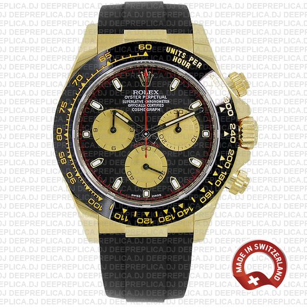 Rolex Daytona Gold Black Panda Dial Rolex Replica Watch