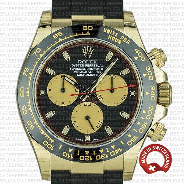 Rolex Daytona Gold Black Panda Dial Rolex Replica Watch