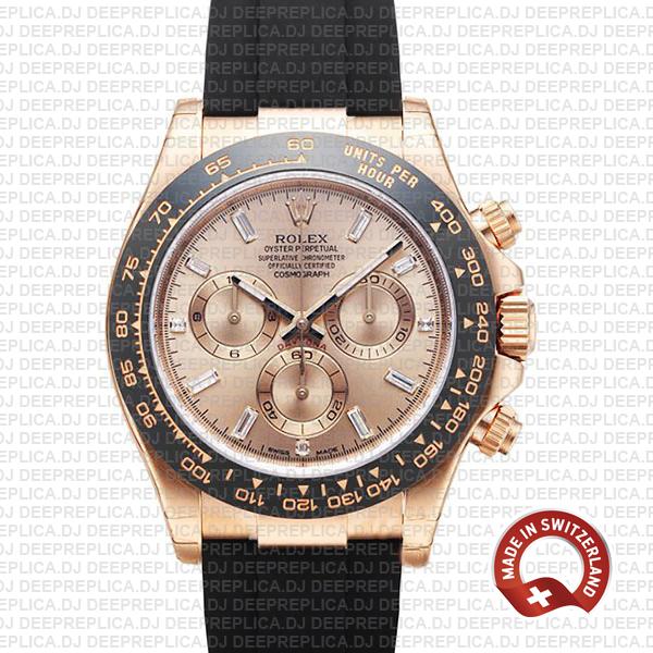 Top Rolex Replica Daytona Rose Gold Pink Diamond Dial Watch