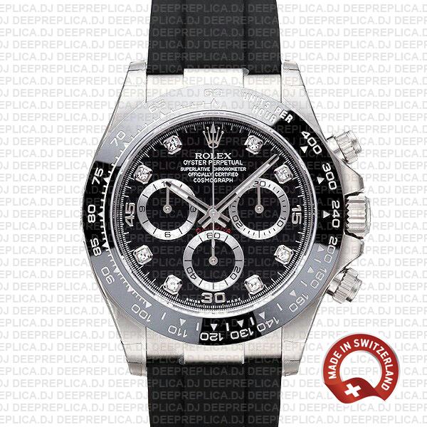 Rolex Daytona White Gold Black Diamond Dial | Replica Watch