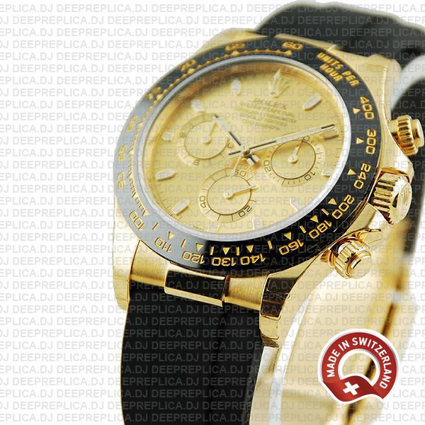 Rolex Oyster Perpetual Cosmograph Daytona 18k Yellow Gold 40mm Ceramic Bezel Gold Dial