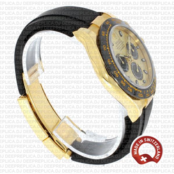 Rolex Daytona Rubber Yellow Gold Gold Dial Ceramic Bezel 40mm 116518ln