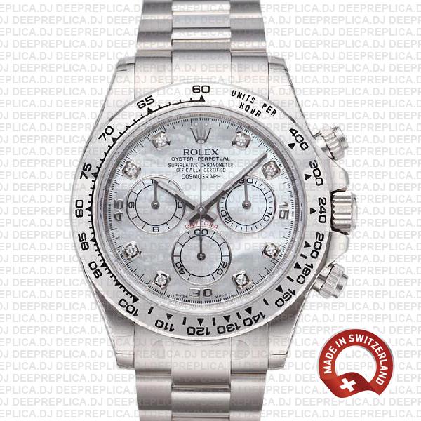 Rolex Daytona Ss White Gold Mop White Diamond 40mm 116509 Swiss Replica