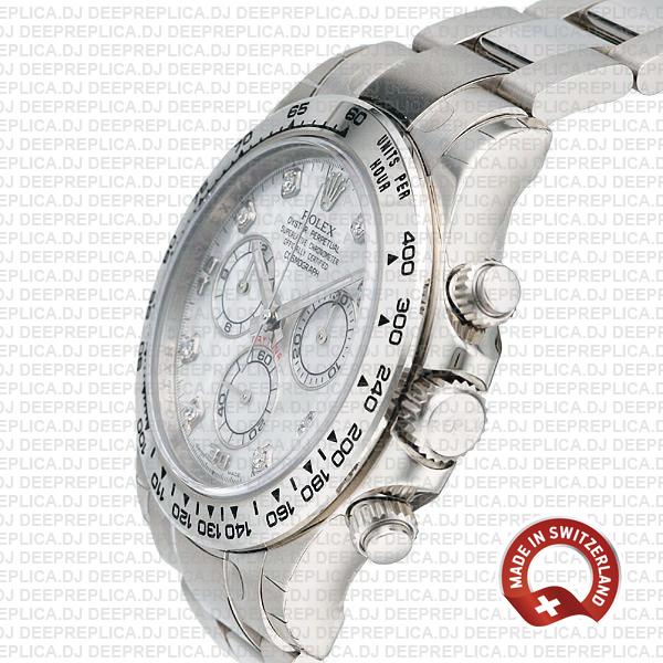 Best Replica Rolex Daytona White Gold Diamond Dial Watch