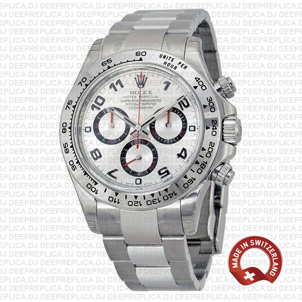 Rolex Daytona White Gold Arabic Dial Swiss Replica Watch