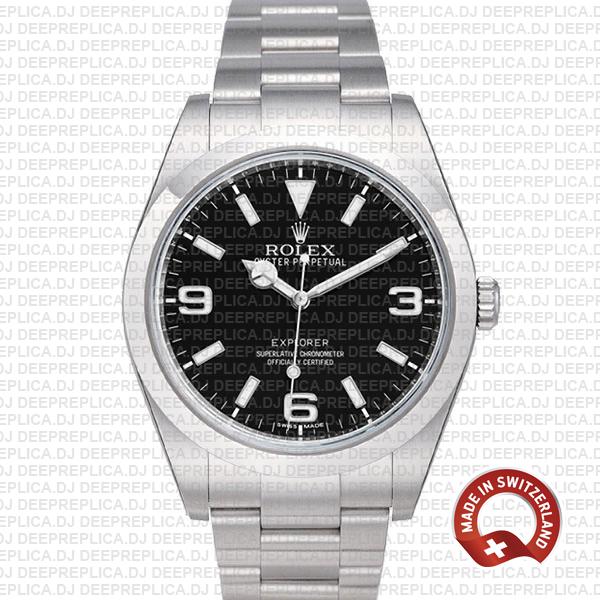 Rolex Explorer Black Dial 39mm Best Swiss Replica Watch