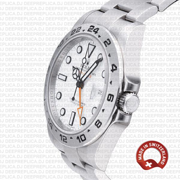 Rolex Explorer II Oyster Perpetual 904L Steel Date Watch in White Dial with Fixed Bezel Explorer model 216570 Rolex Replica Watch