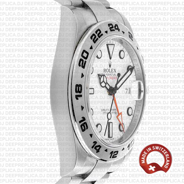 Rolex Explorer II Oyster Perpetual 904L Steel Date Watch in White Dial with Fixed Bezel Explorer model 216570 Rolex Replica Watch