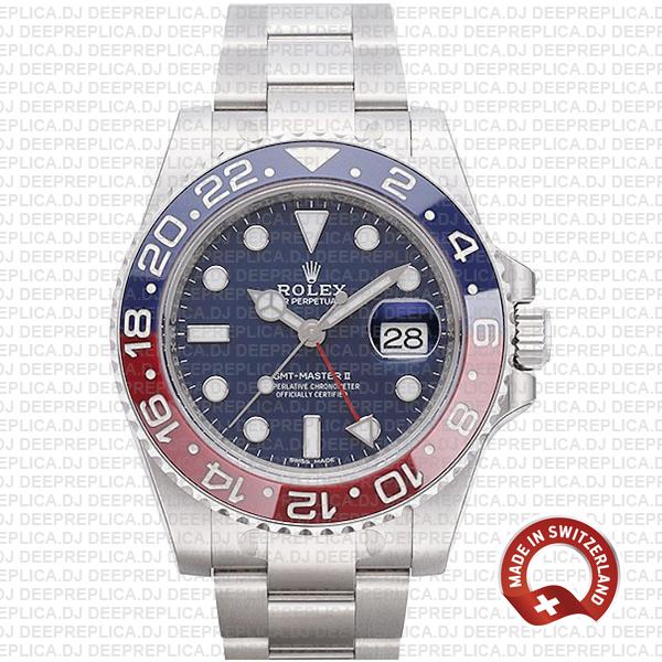 Rolex Gmt Master Ii 18k White Gold Pepsi Bezel Blue Dial126719blro 40mm Oyster Band