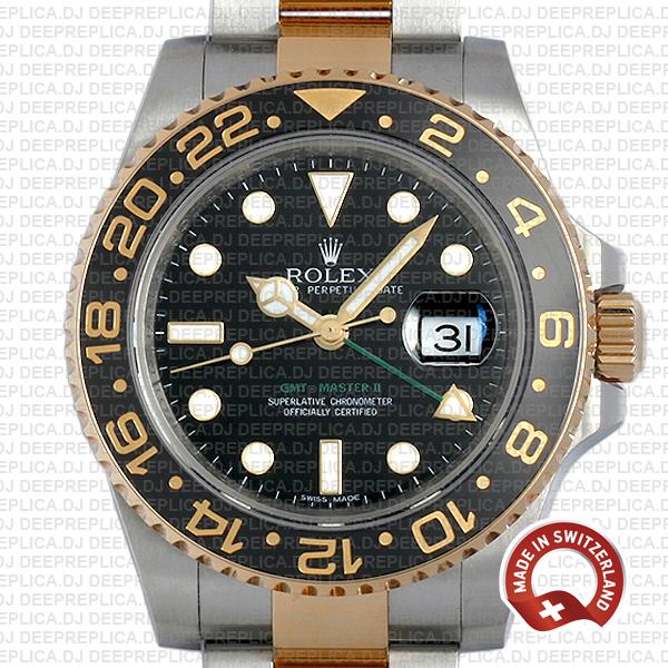 Rolex GMT-Master II 18k Yellow Gold Two Tone Swiss Replica Watch