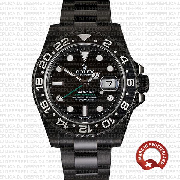 Rolex Gmt Master Ii Pro Hunter Dlc Black Ceramic 40mm Oversized 116710 Swiss Replica