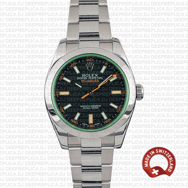 Rolex Milgauss Stainless Steel Green Dial Best Replica Watch