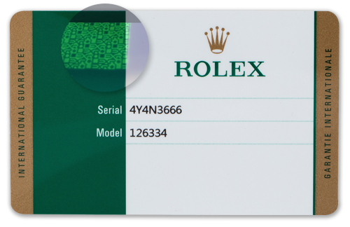 New Rolex Warranty Card with INFRARED HOLOGRAM