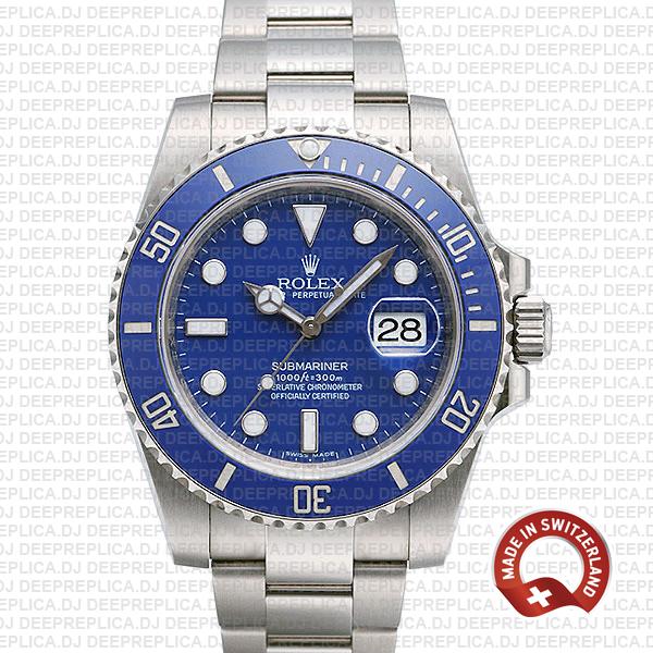 Rolex Submariner 18k White Gold Blue Ceramic 40mm 116619