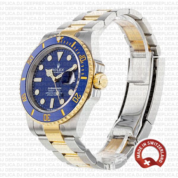 Rolex Submariner 2 Tone 904L Stainless Steel 18K Yellow Gold Wrap Blue Dial