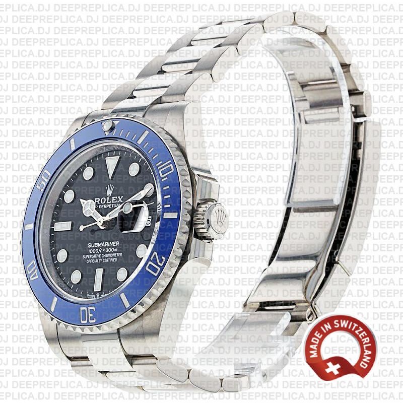 Rolex Submariner 41mm 904l Steel 18k White Gold Wrap Black Dial Blue Ceramic Bezel 126619lb Swiss Replica Watch
