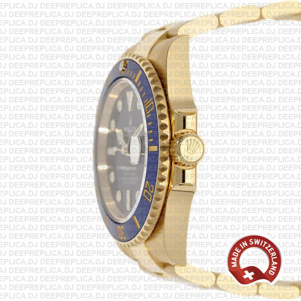 Oyster Perpetual Rolex Submariner 18k Yellow Gold with Blue Dial