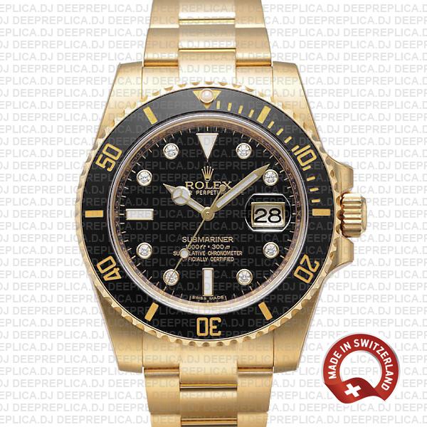 Rolex Submariner Gold Black Diamonds Ceramic 40mm 116618