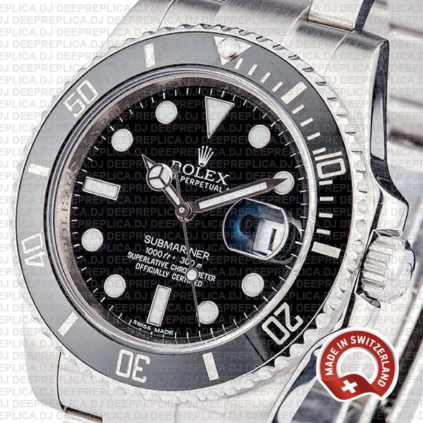 Rolex Oyster Perpetual Date Submariner Black Dial Stainless Steel Rolex Replica Watch