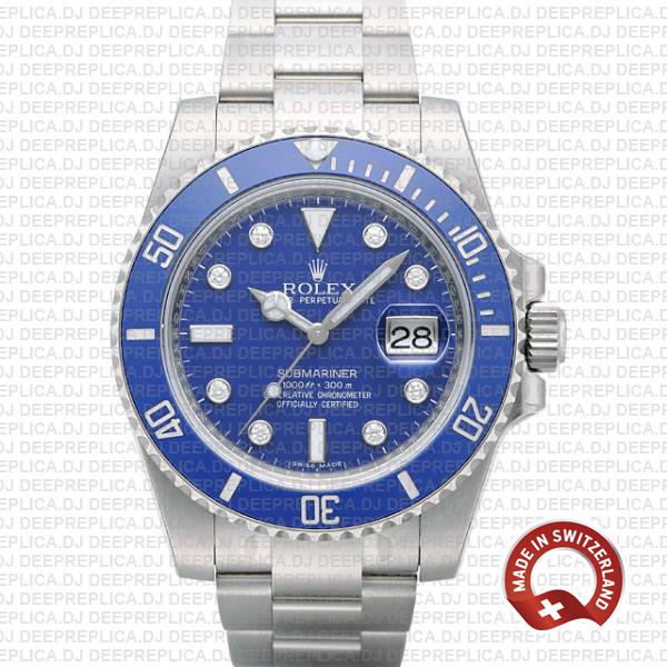 Rolex Submariner White Gold Blue Diamonds Ceramic 40mm 116619