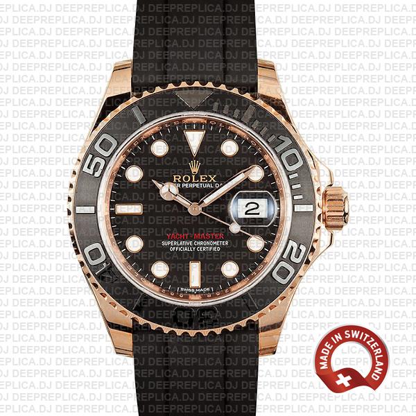 Rolex Yacht-Master Rose Gold Black Dial Swiss Replica Watch