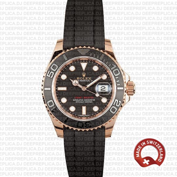 Rolex Yacht-Master Rose Gold Black Dial Swiss Replica Watch