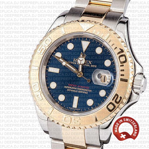 Rolex Yacht-Master Two-Tone 18k Yellow Gold, Stainless Steel in Blue Dial with Oyster Bracelet Fake Watch