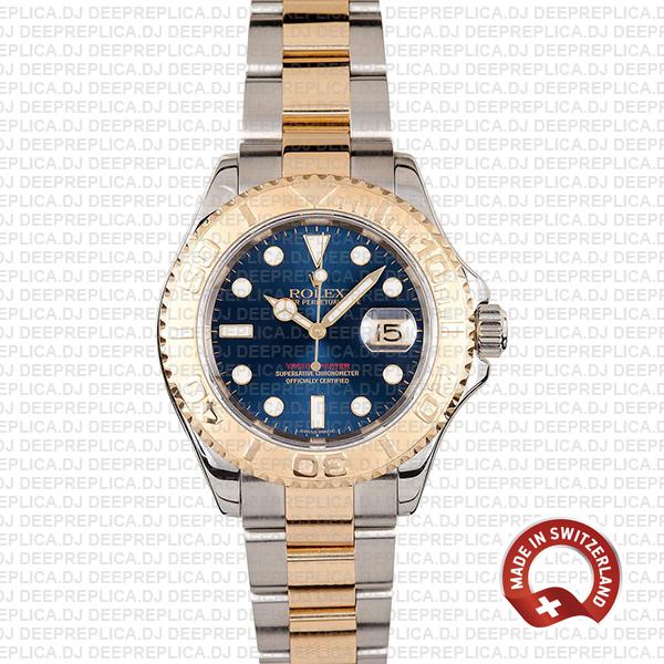Rolex Yacht-Master Two-Tone 18k Yellow Gold, Stainless Steel in Blue Dial with Oyster Bracelet Fake Watch