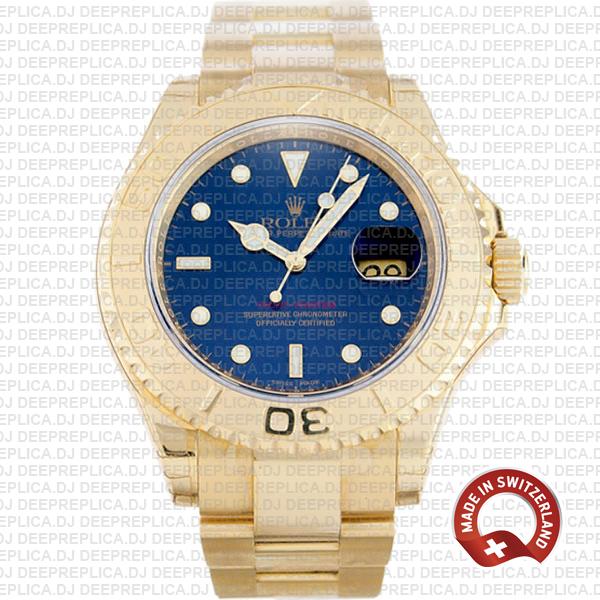 Rolex Yacht-Master Gold Blue Dial Best Rolex Replica Watch