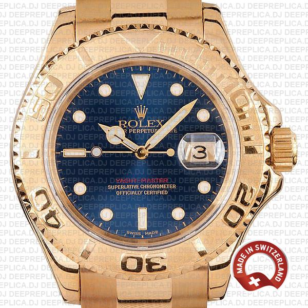 Rolex Yacht-Master Gold Blue Dial Best Rolex Replica Watch